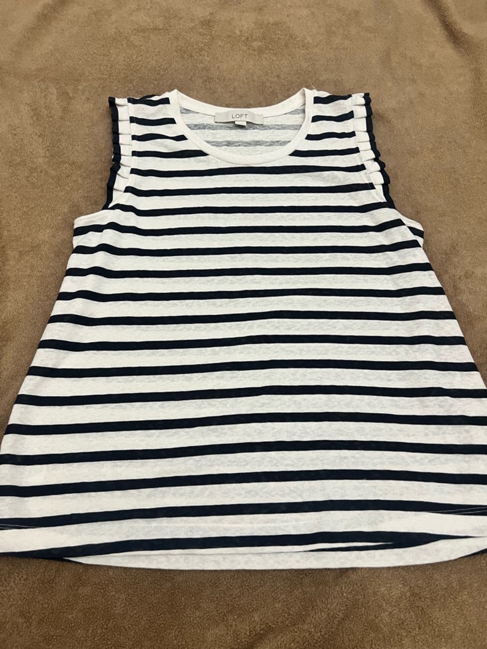 LOFT Navy & White Striped Sleeveless Tank